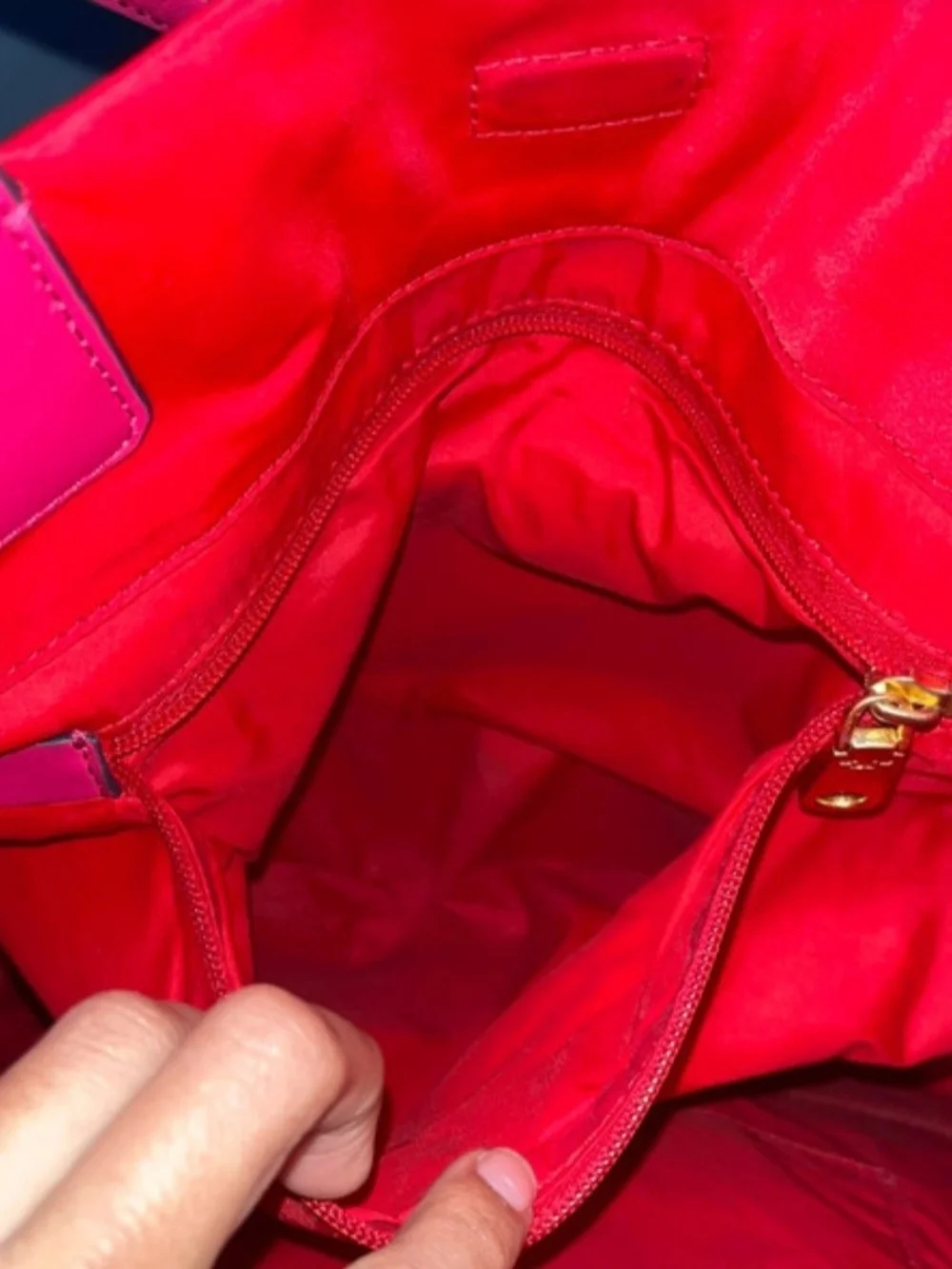 Tory Burch Red Logo Nylon Tote with Leather Trim